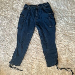 Fashion Nova Denim Cargo Joggers -Dark Wash